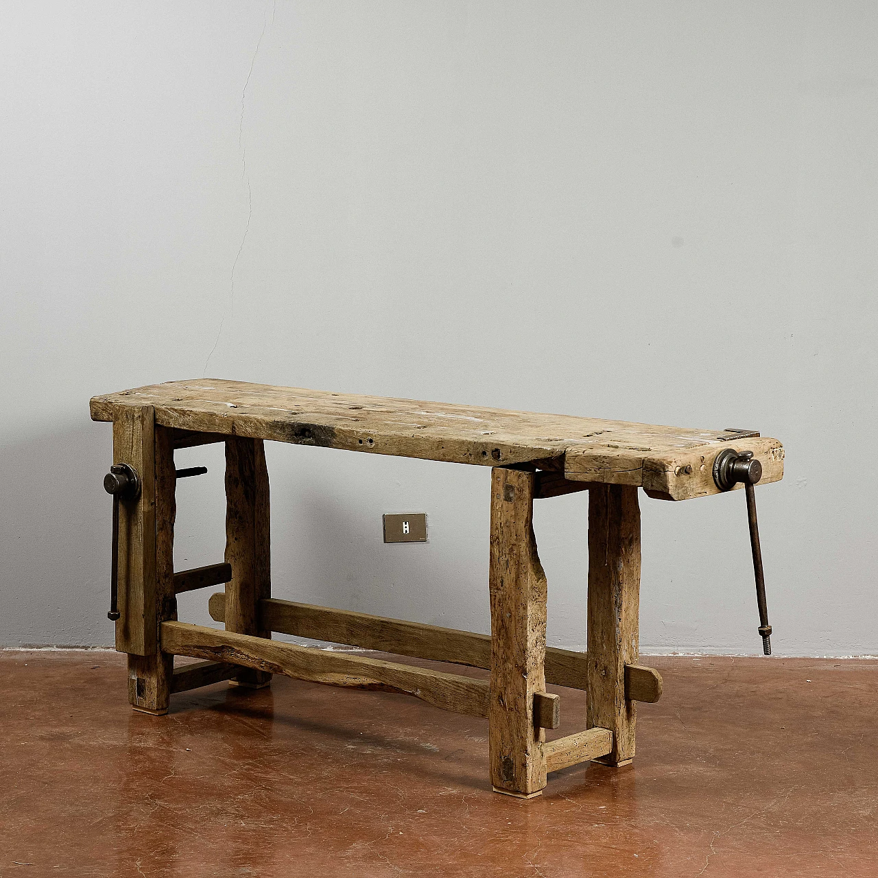 Wood and iron carpenter's bench with vise, late 19th century 4