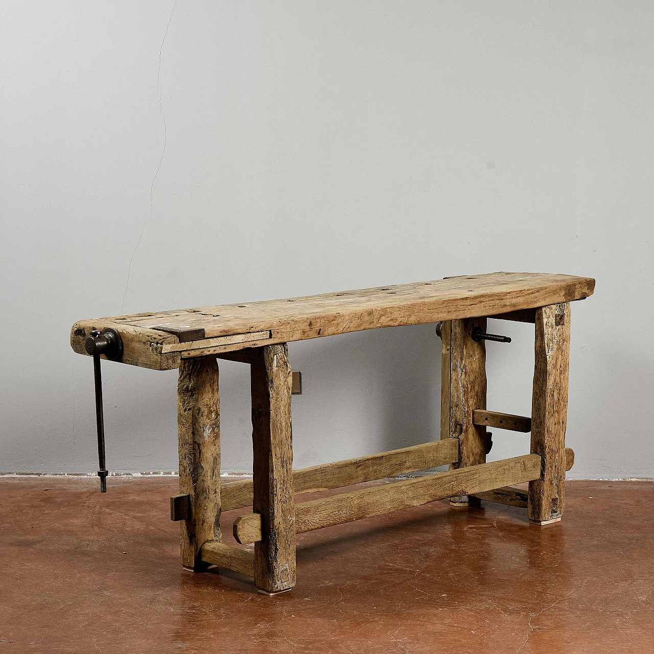 Wood and iron carpenter's bench with vise, late 19th century 5