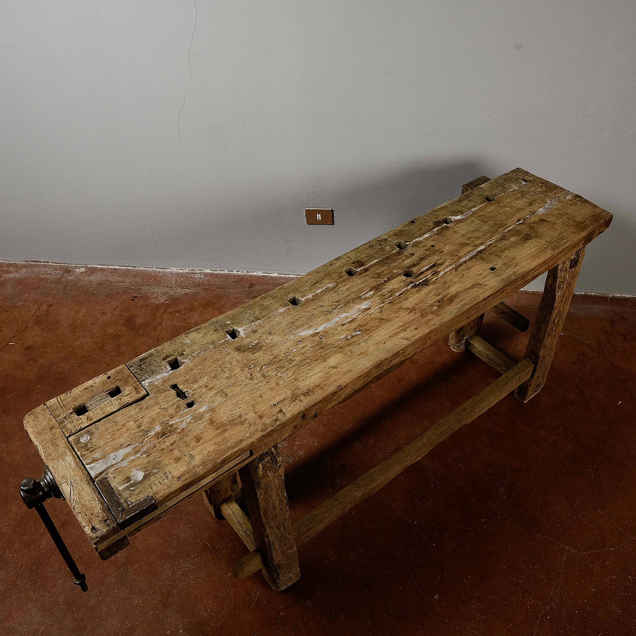 Wood and iron carpenter's bench with vise, late 19th century 7