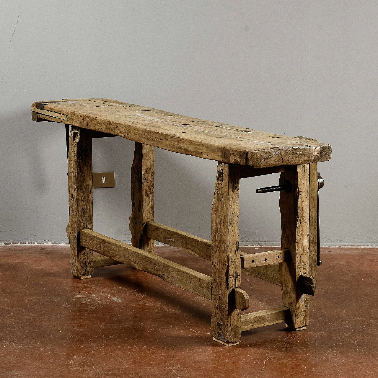 Wood and iron carpenter's bench with vise, late 19th century 9