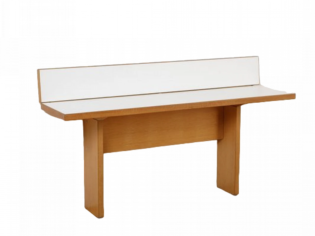 Consolle in legno chiaro e laminato bianco, anni '80 10