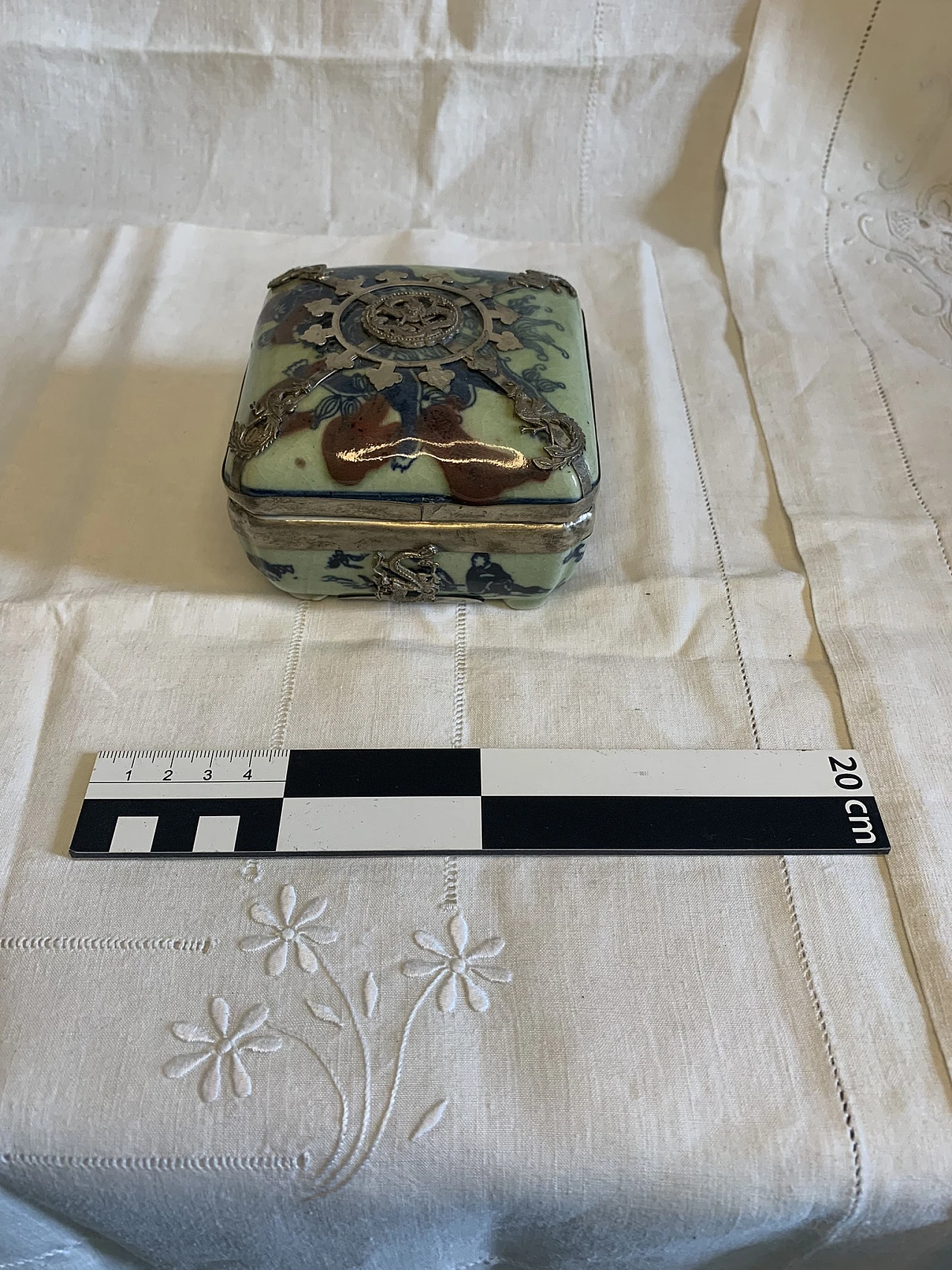 Celadon green porcelain ink box, 1920s 2