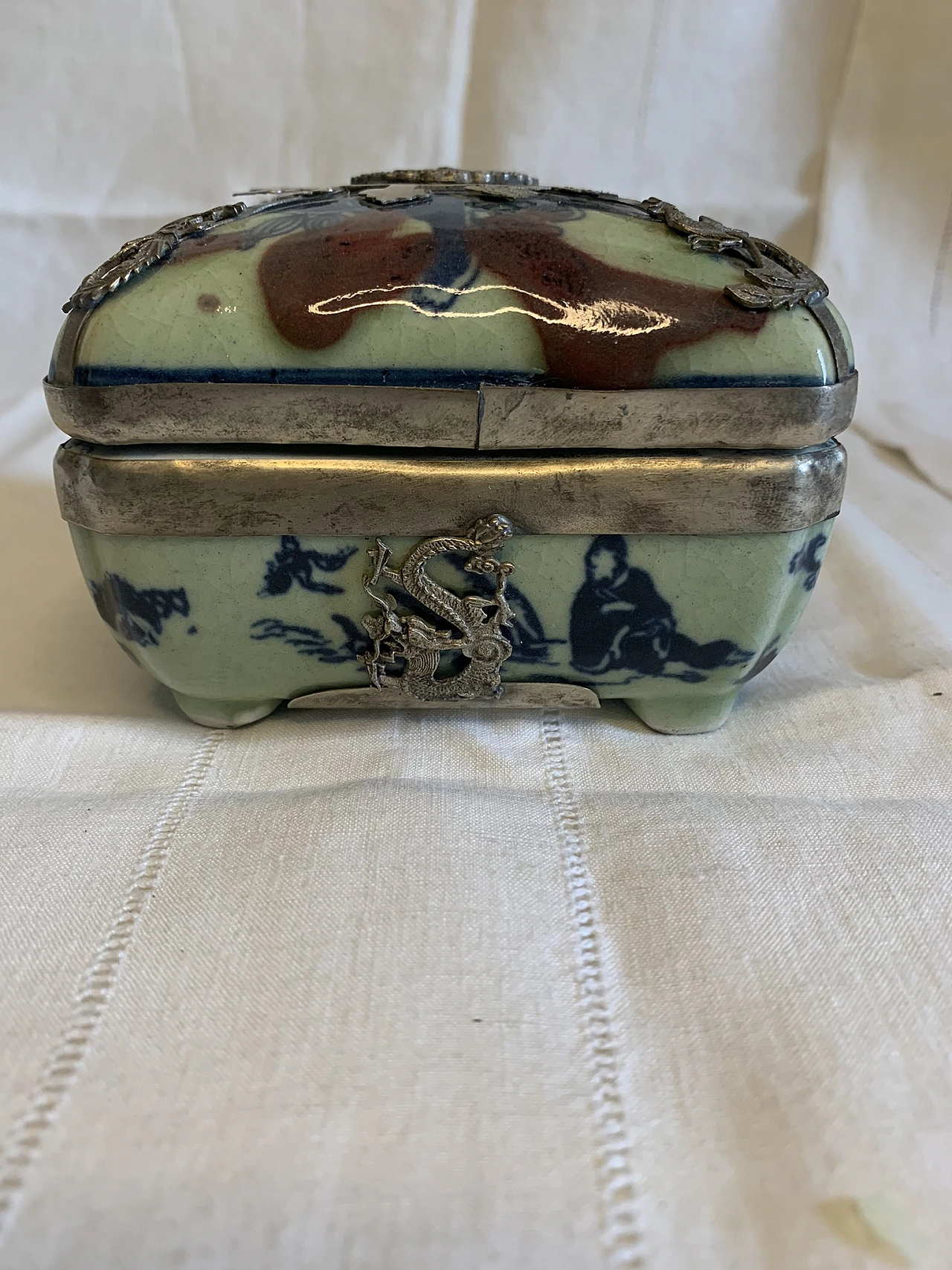 Celadon green porcelain ink box, 1920s 3