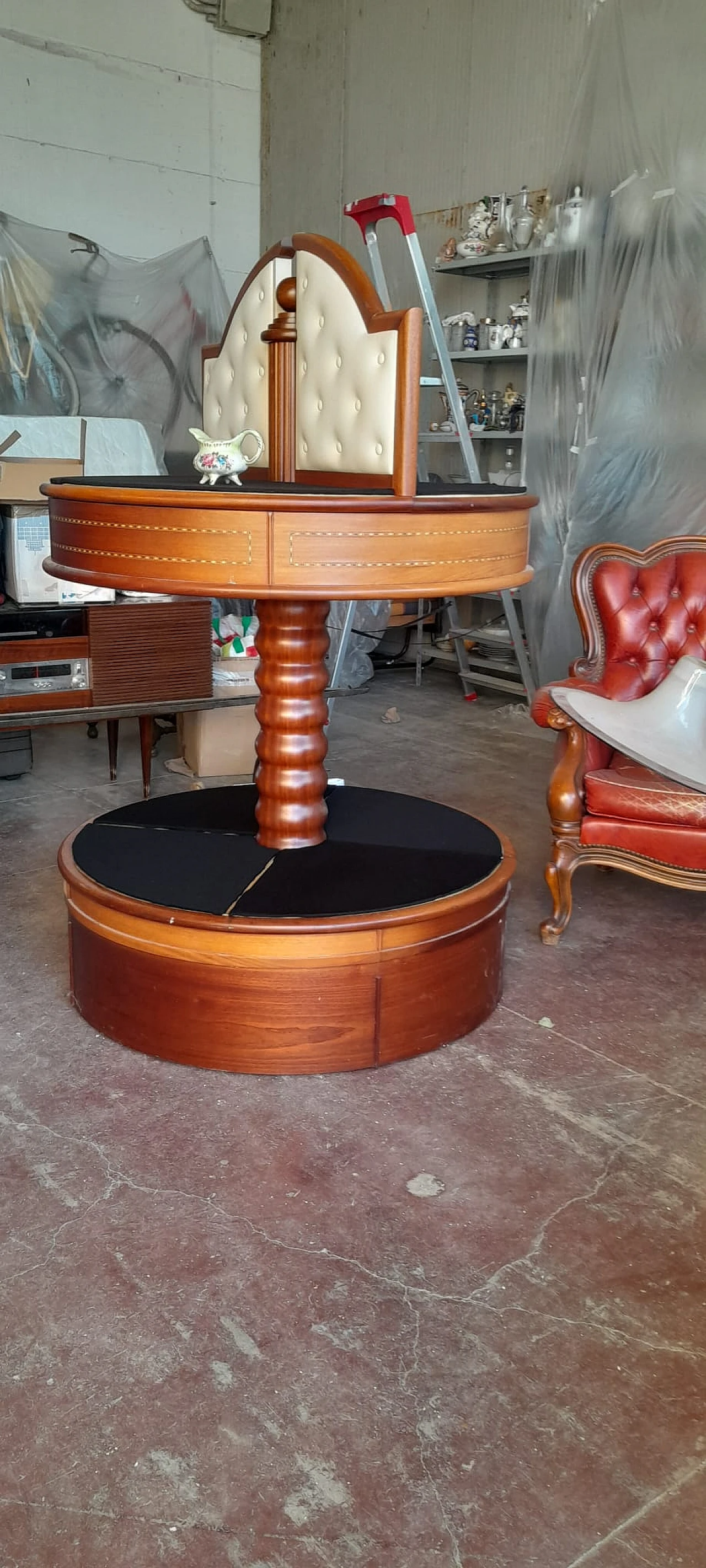 Louis XVI mahogany swivel side table, second half of the 19th century 1