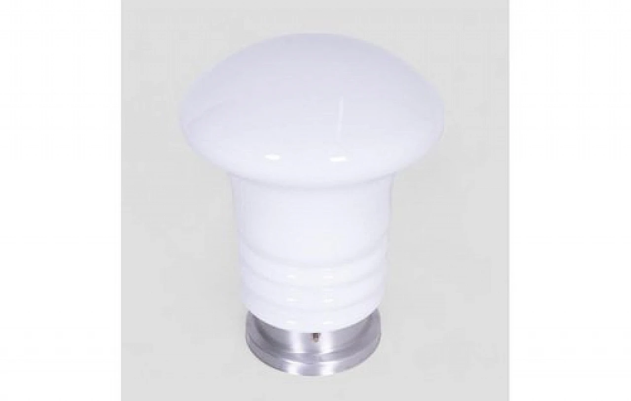 Light bulb shaped table lamp in glass and chromed metal, 1980s 3