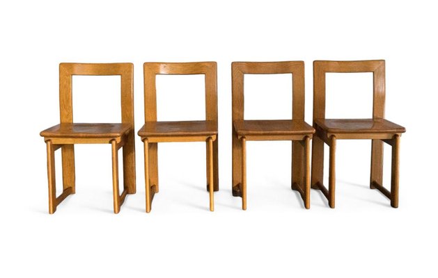 Sedie a slitta in legno massiccio di Scavolini, anni '80 intOndo