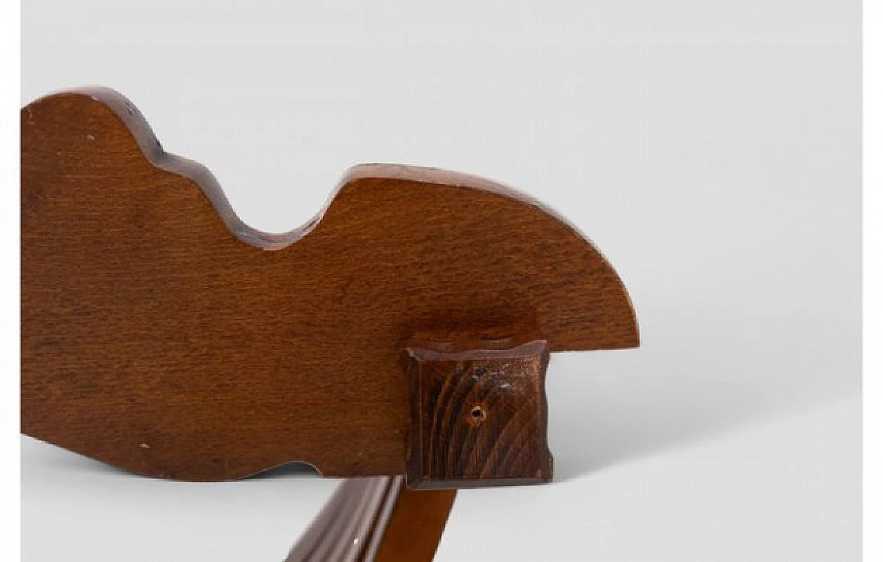 Sedia Savonarola in legno con intagli, anni '60 6