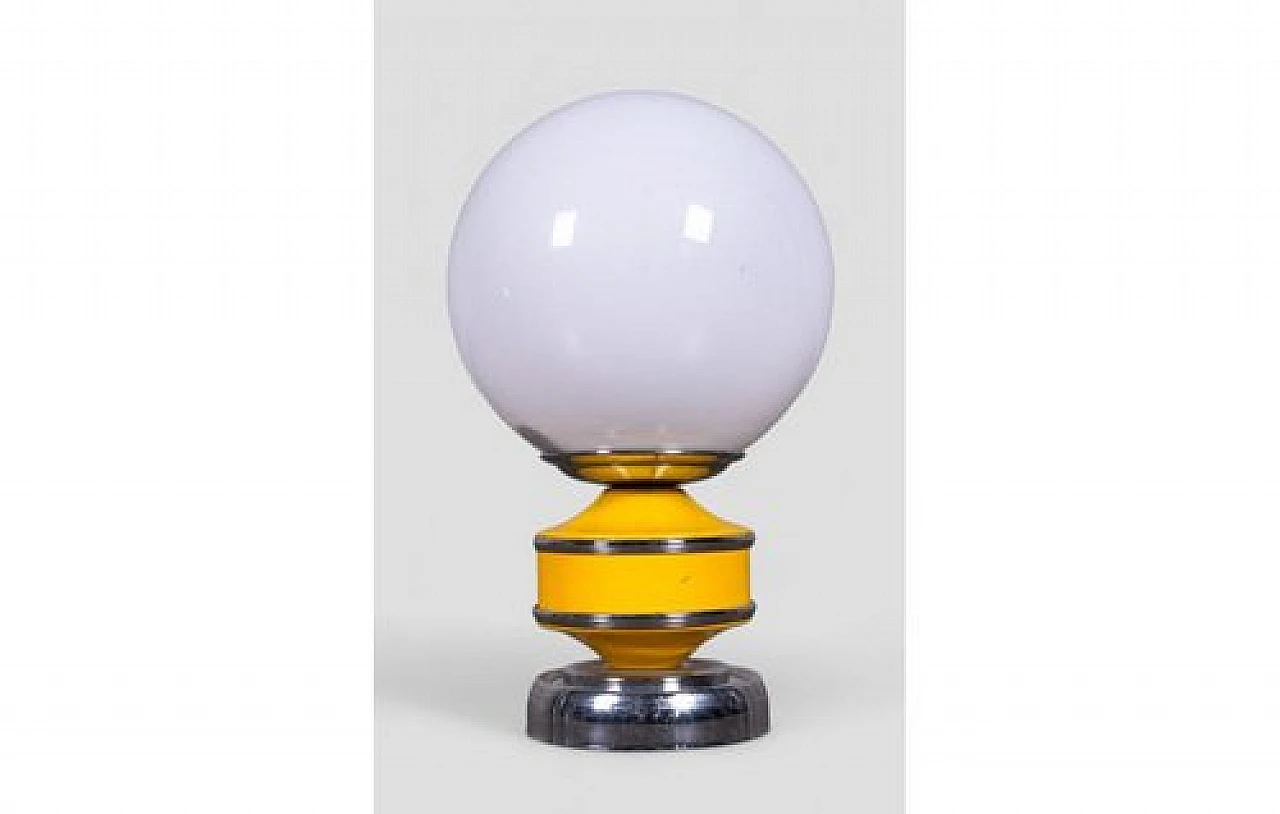Spherical table lamp in chromed and yellow metal, 1970s 2