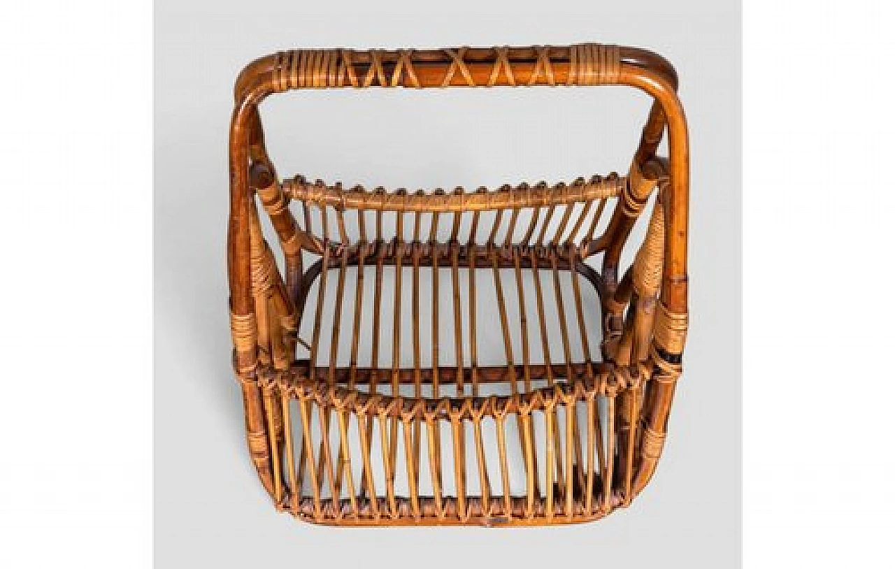 Wicker basket-shaped magazine rack, 1950s 5