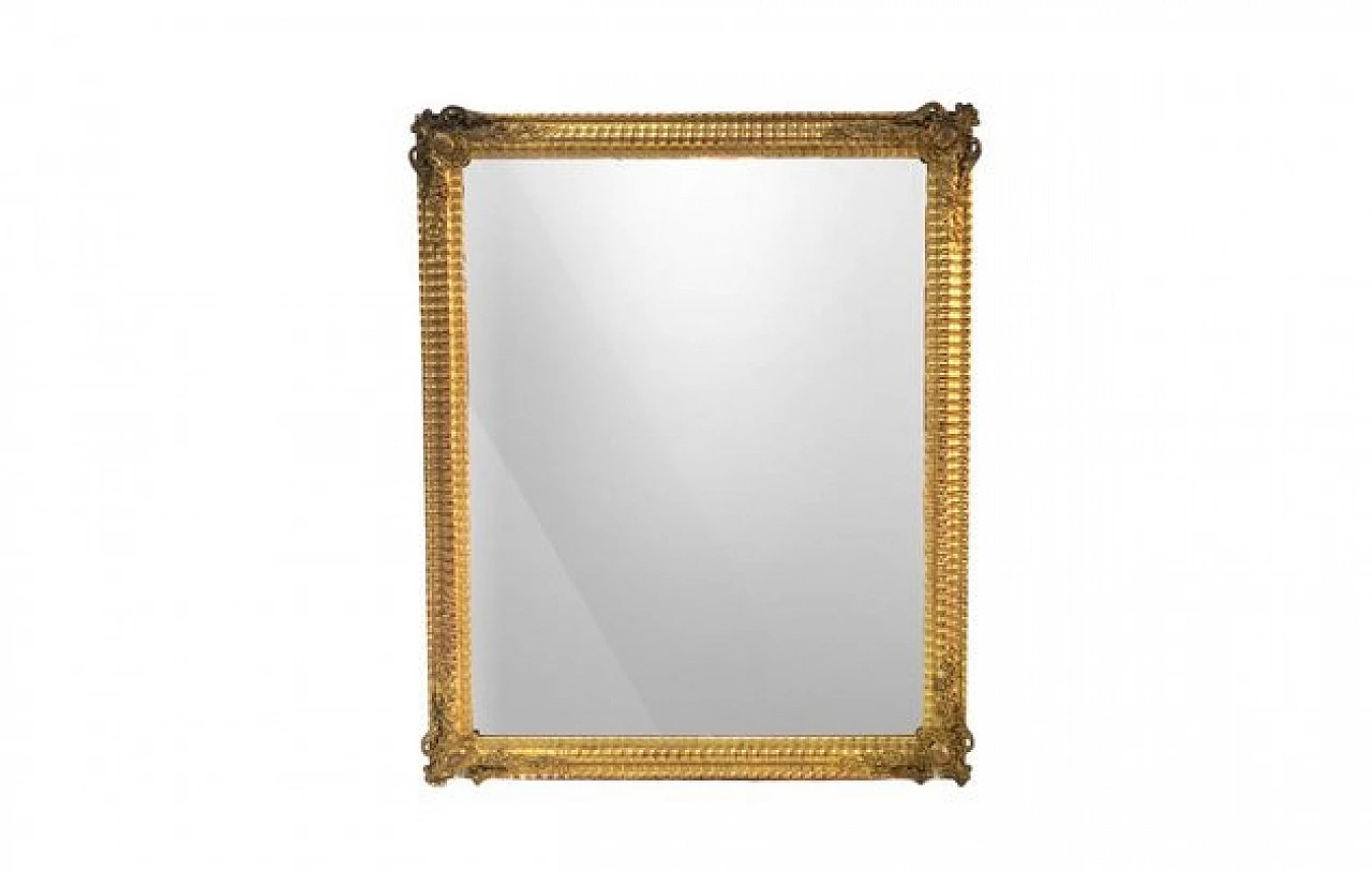 Mirror with gilded wood frame with decorations, 1970s 1