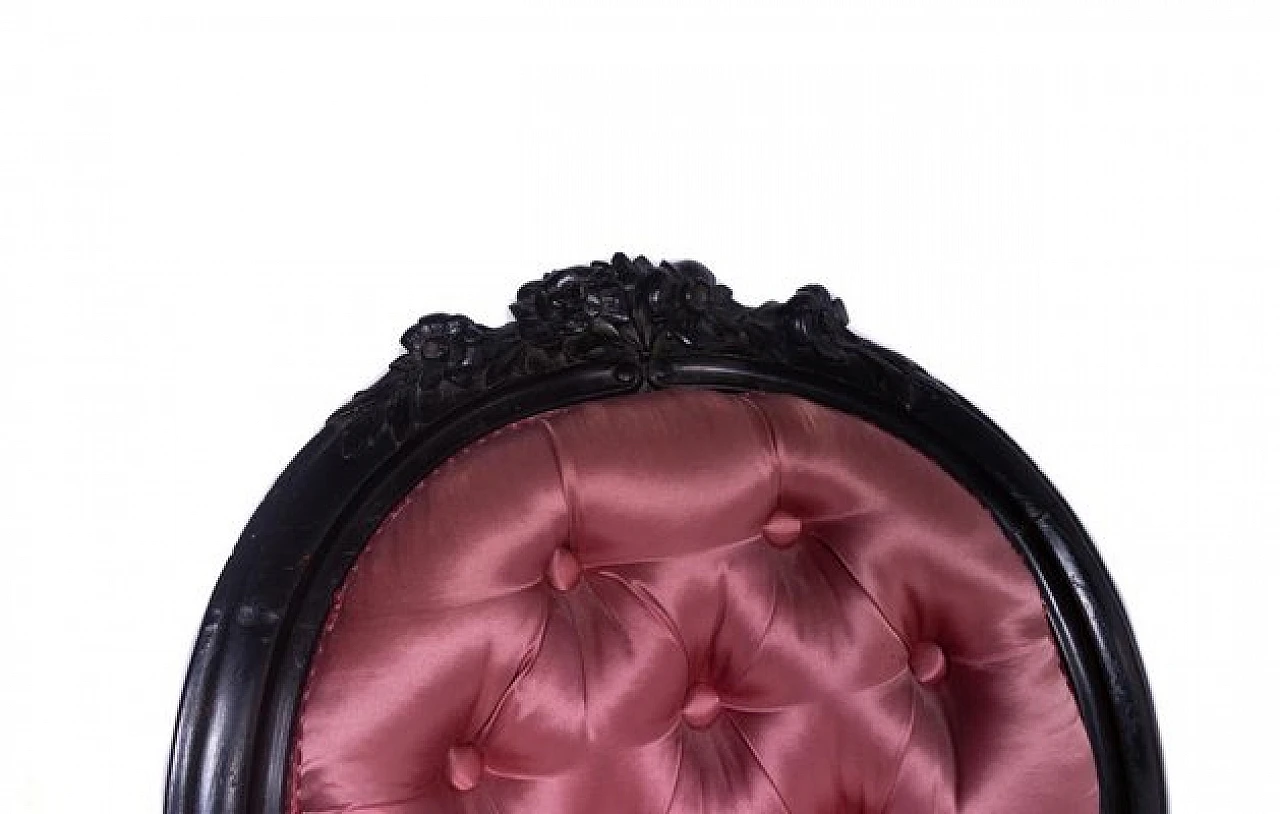 Pair of armchairs in painted wood and pink silk, 1960s 9