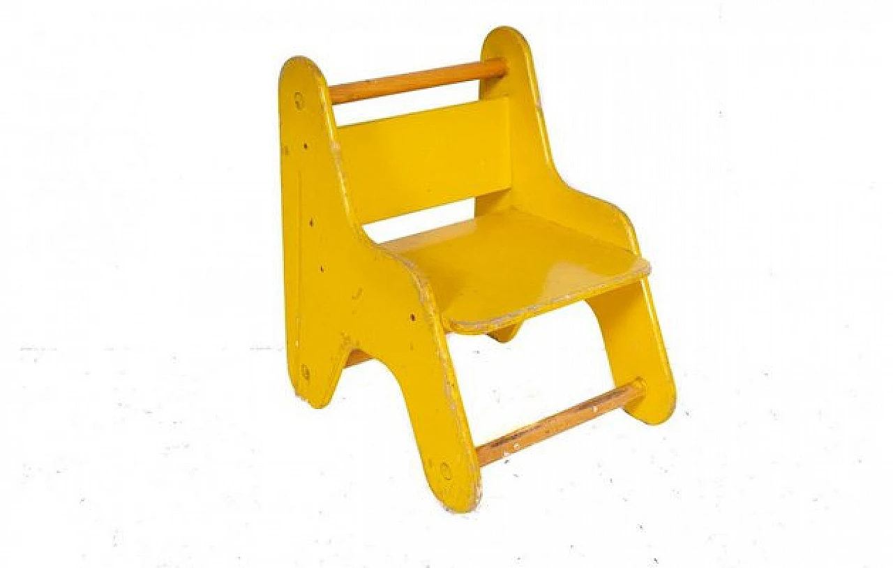 3 Children's chairs in yellow wood, 2000s 1