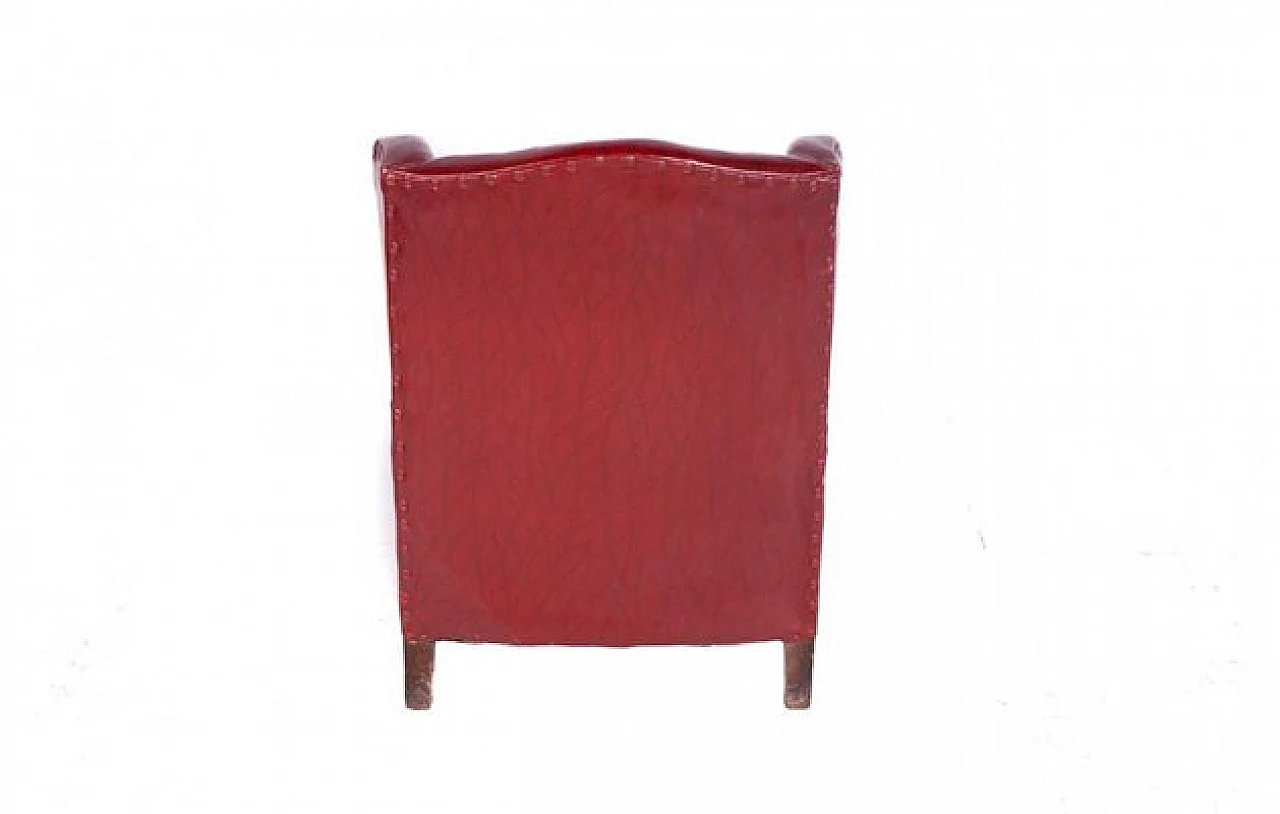 Burgundy leather high back armchair, 2000s 7