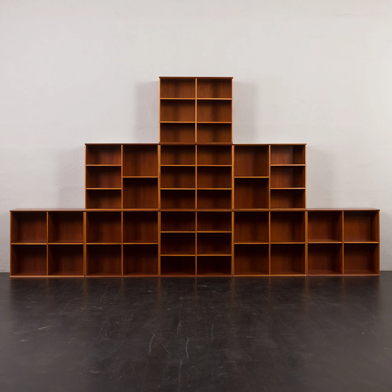 Mahogany modular bookcase in the style of Mogens Koch, 1970s 12