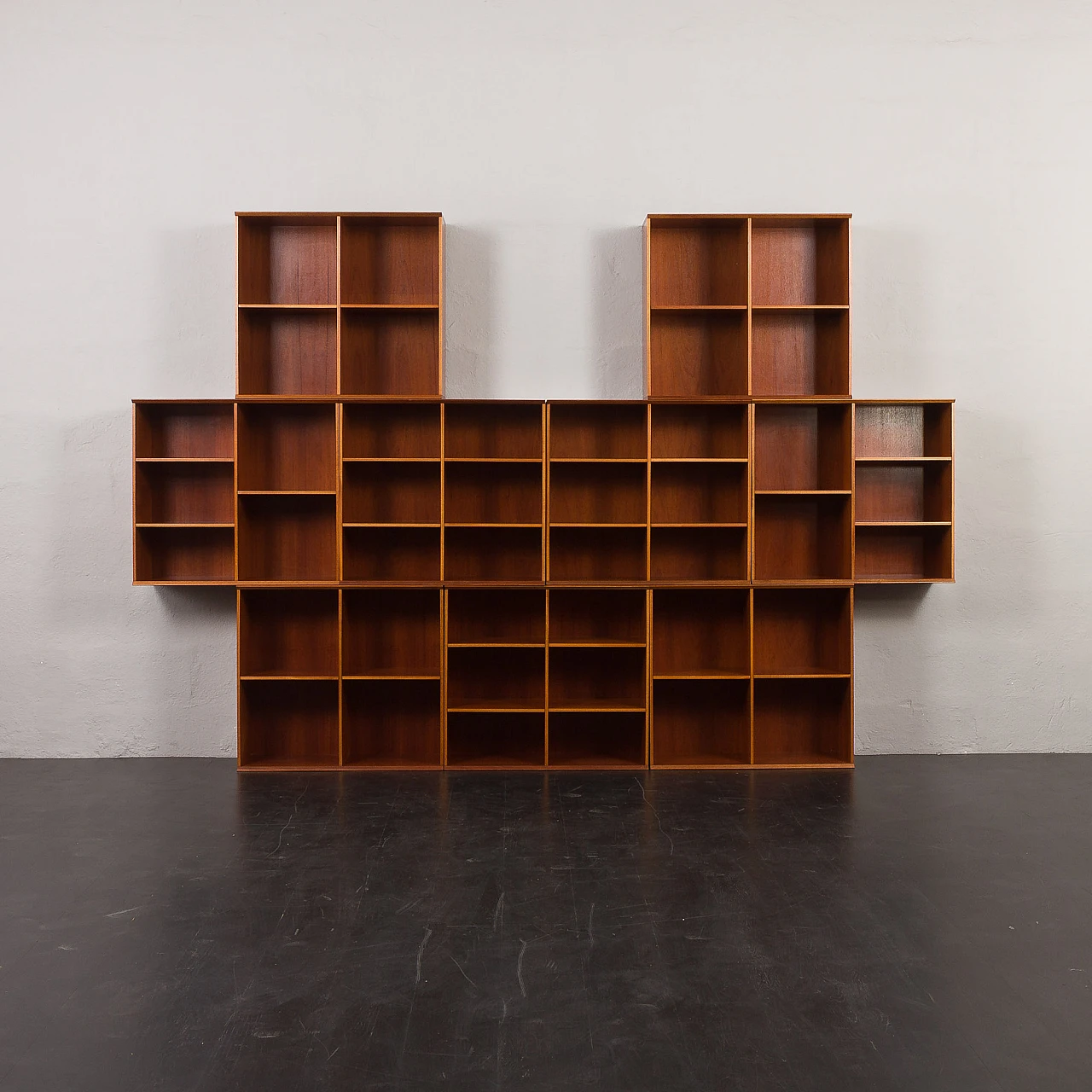 Mahogany modular bookcase in the style of Mogens Koch, 1970s 15