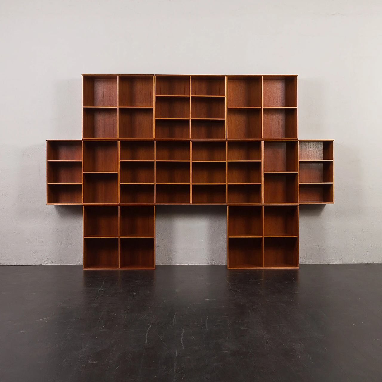Mahogany modular bookcase in the style of Mogens Koch, 1970s 16