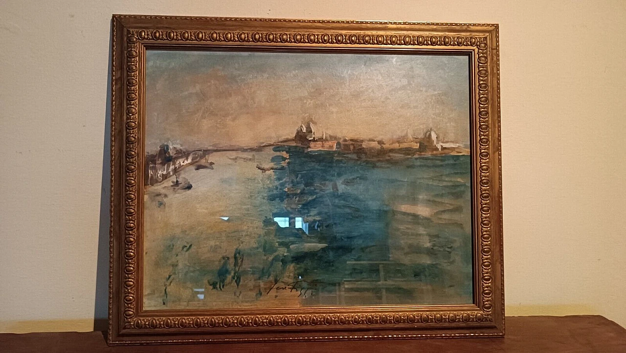 Sergio Scatizzi, veduta di Venezia, dipinto a tecnica mista su carta 1