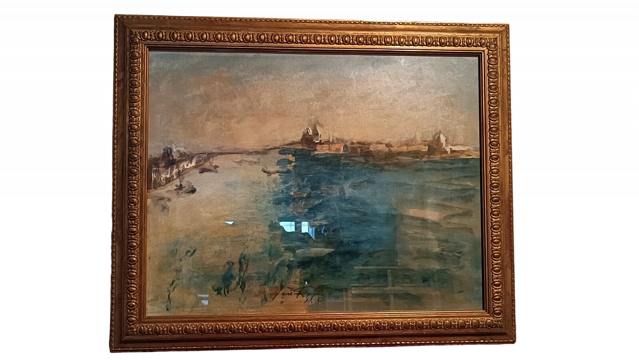 Sergio Scatizzi, veduta di Venezia, dipinto a tecnica mista su carta 2