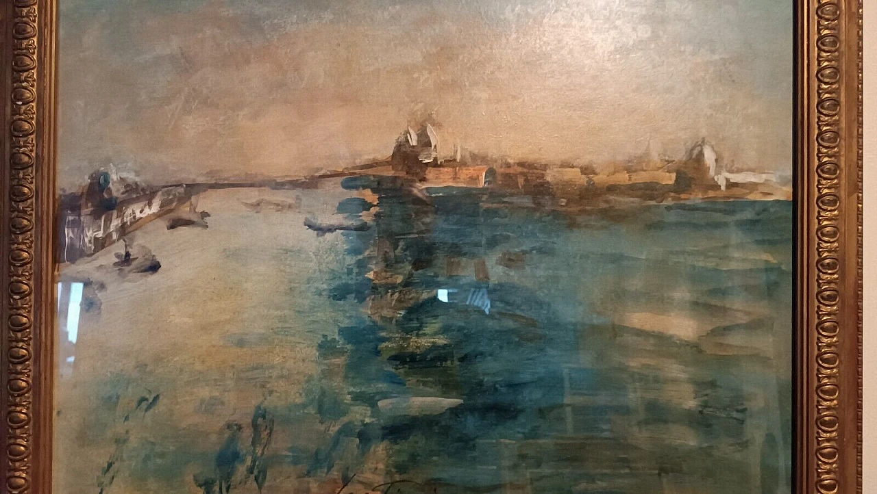 Sergio Scatizzi, veduta di Venezia, dipinto a tecnica mista su carta 10