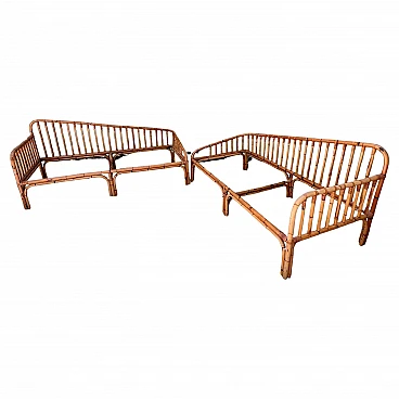 Pair of shaped bamboo daybeds in the style of Bonacina, 1960s