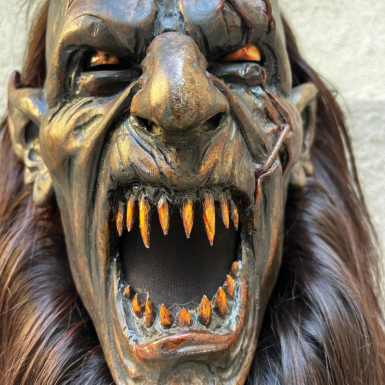 Stone pine and goat hair Krampus mask by Luca Pojer, 2019 4