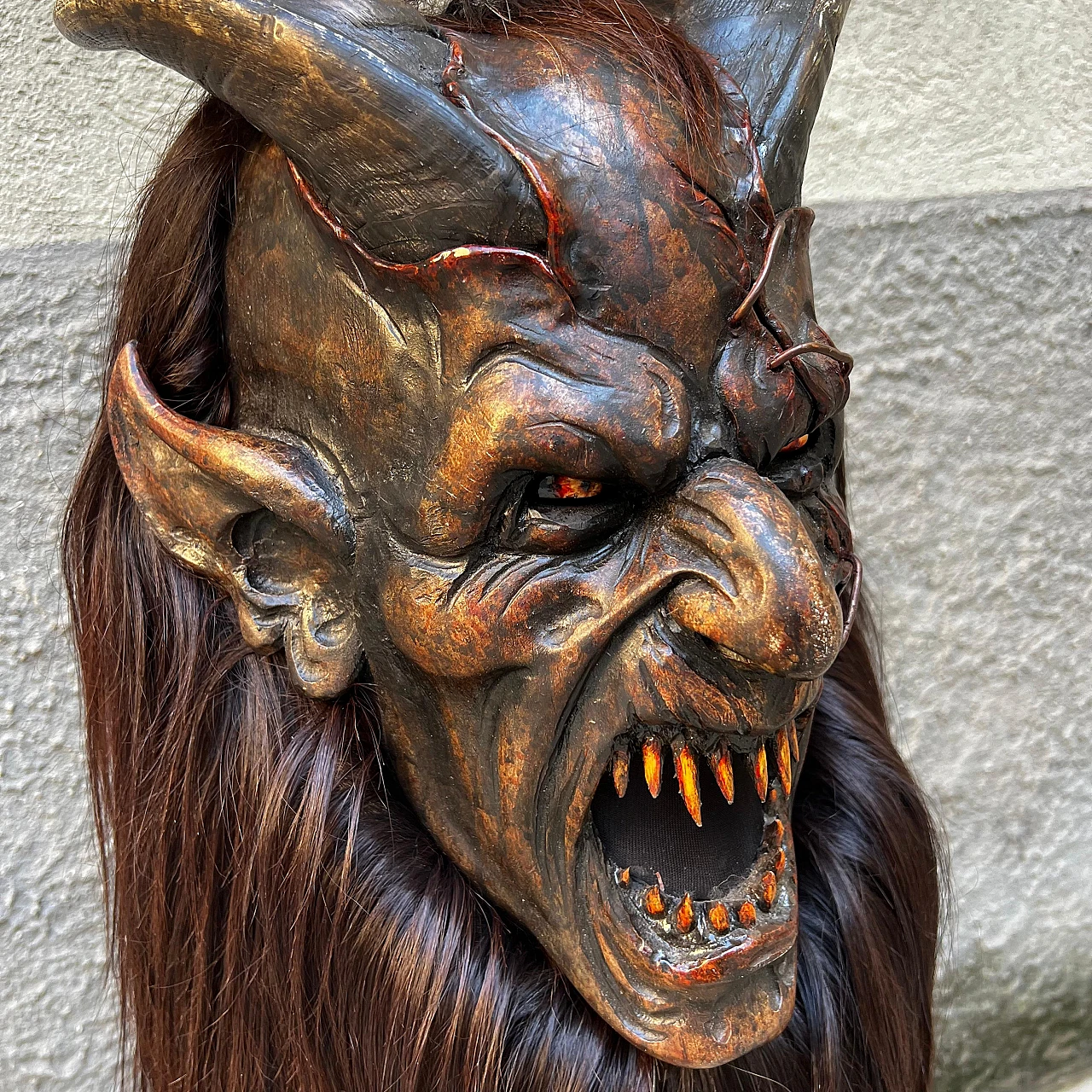 Stone pine and goat hair Krampus mask by Luca Pojer, 2019 6