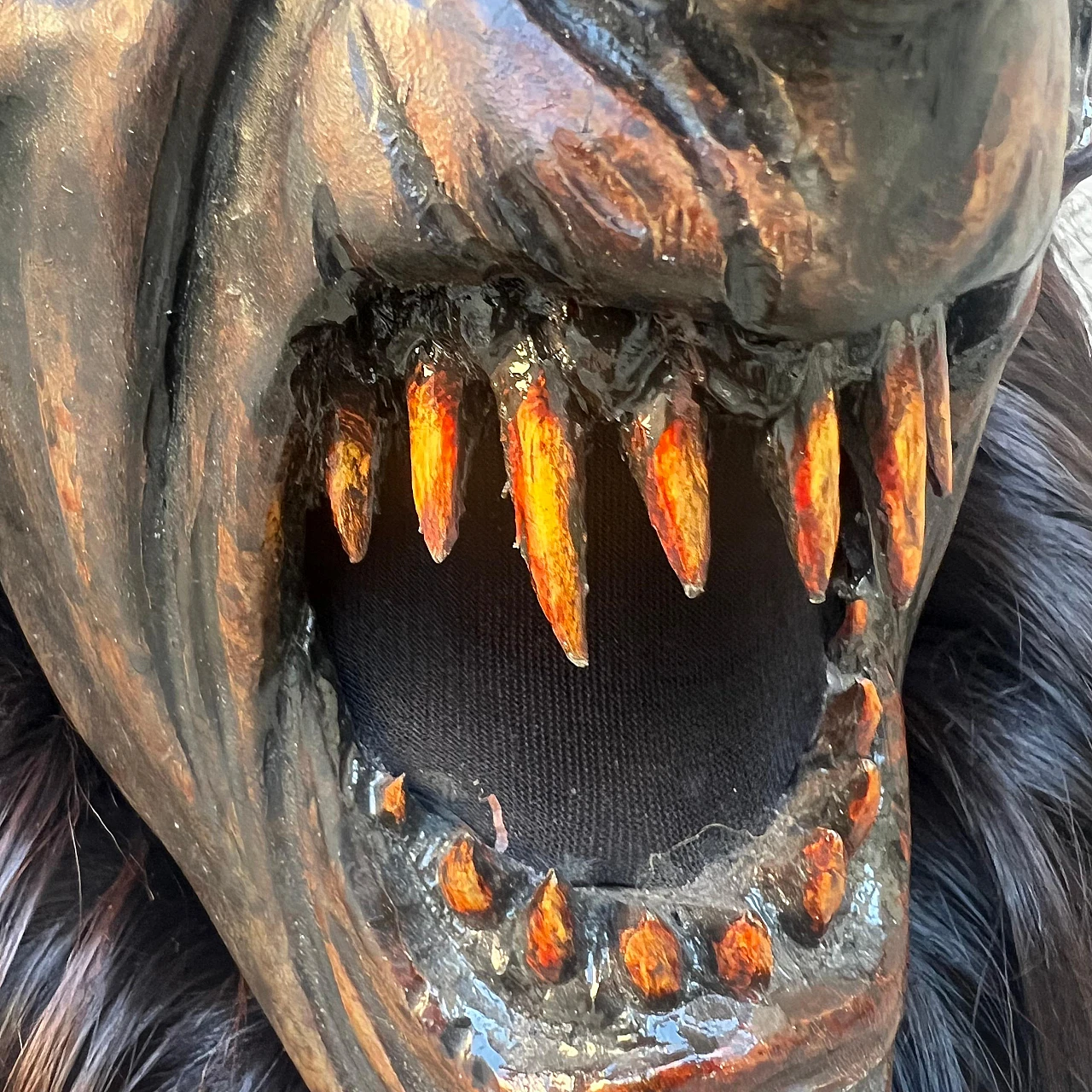 Stone pine and goat hair Krampus mask by Luca Pojer, 2019 7