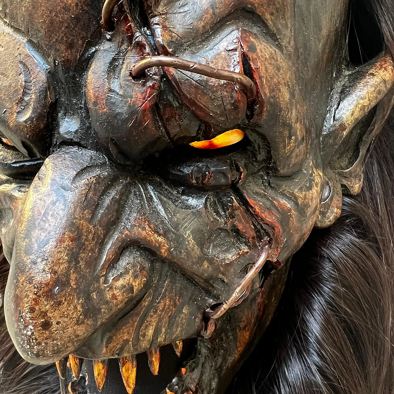 Stone pine and goat hair Krampus mask by Luca Pojer, 2019 8