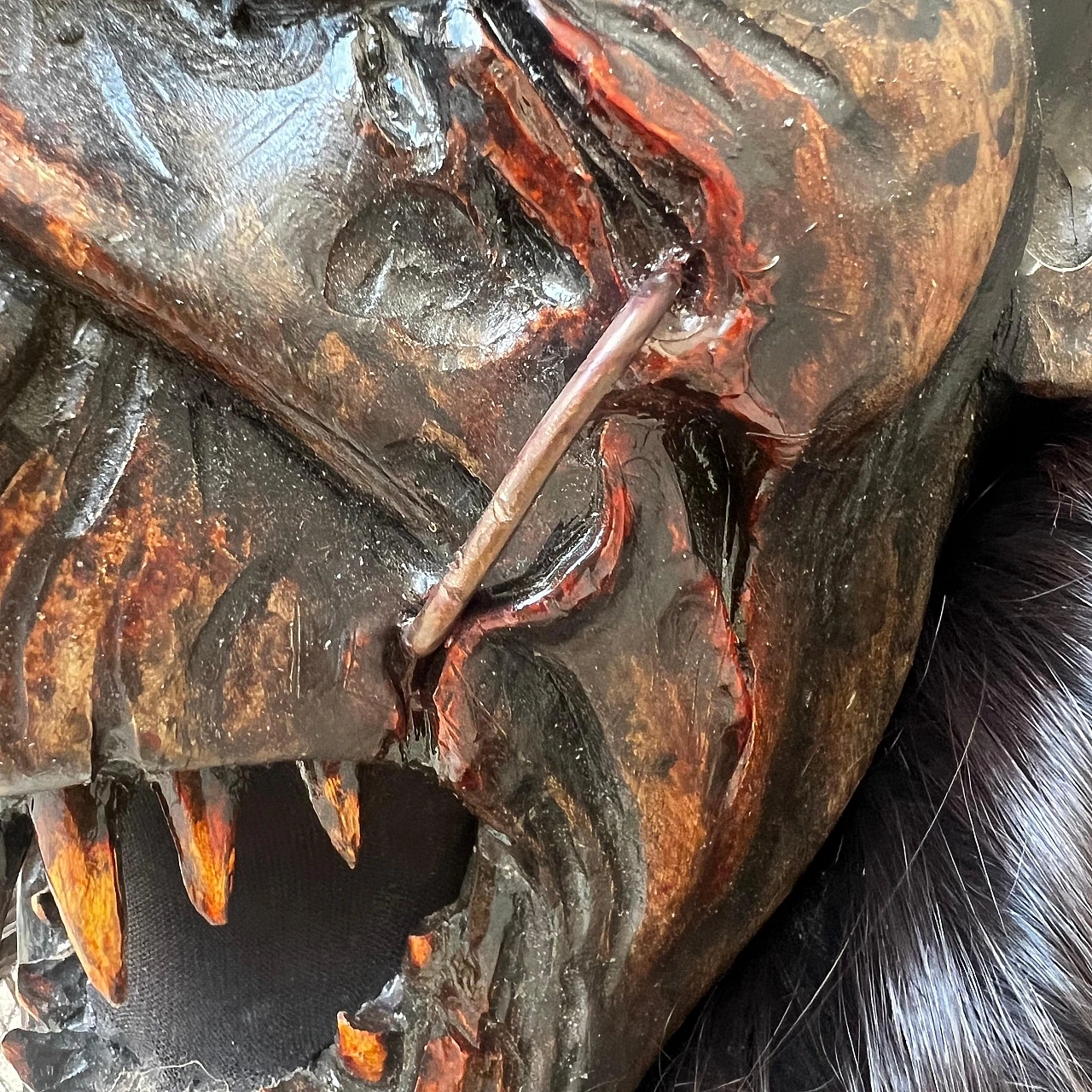 Stone pine and goat hair Krampus mask by Luca Pojer, 2019 13