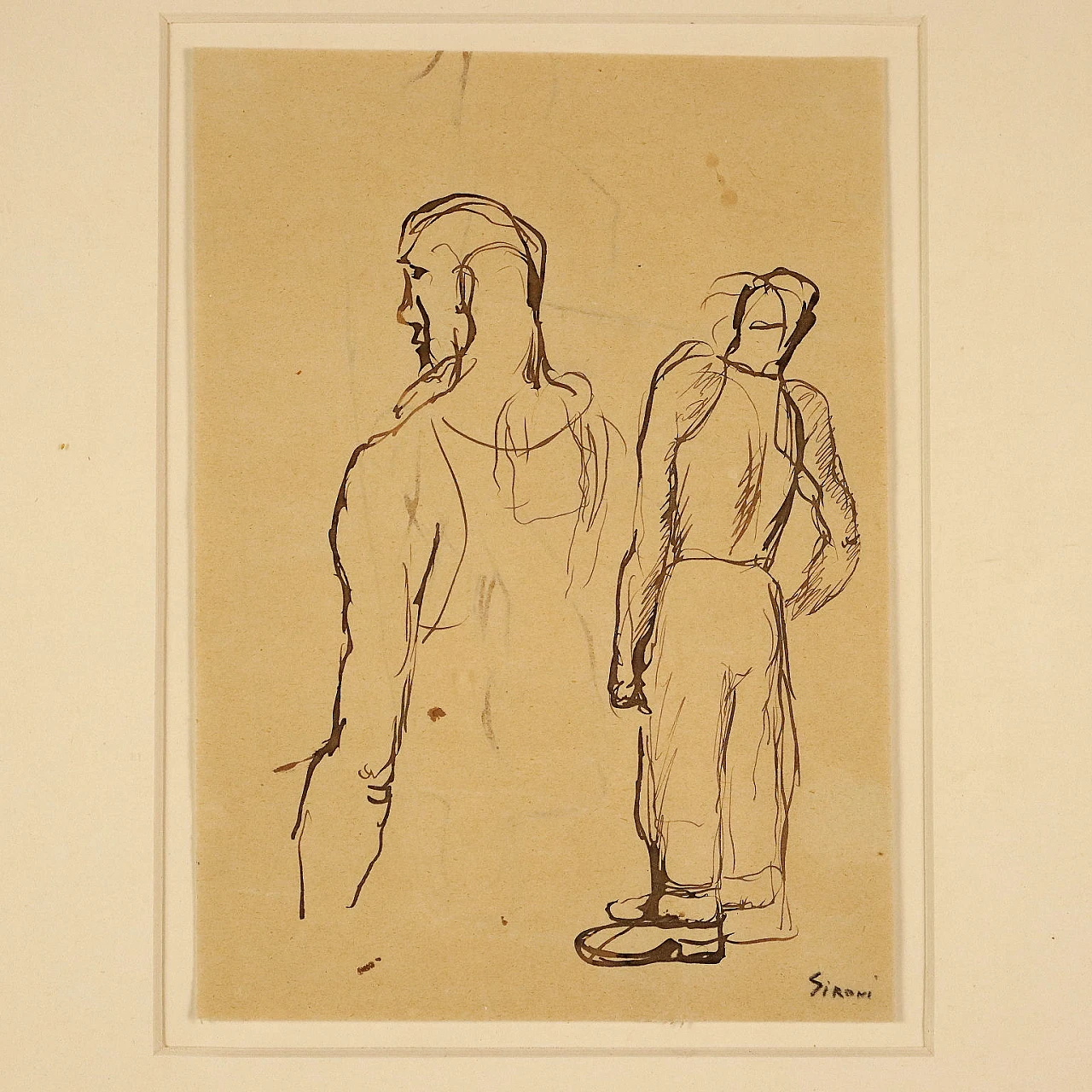 Mario Sironi, Due figure, china su carta 3