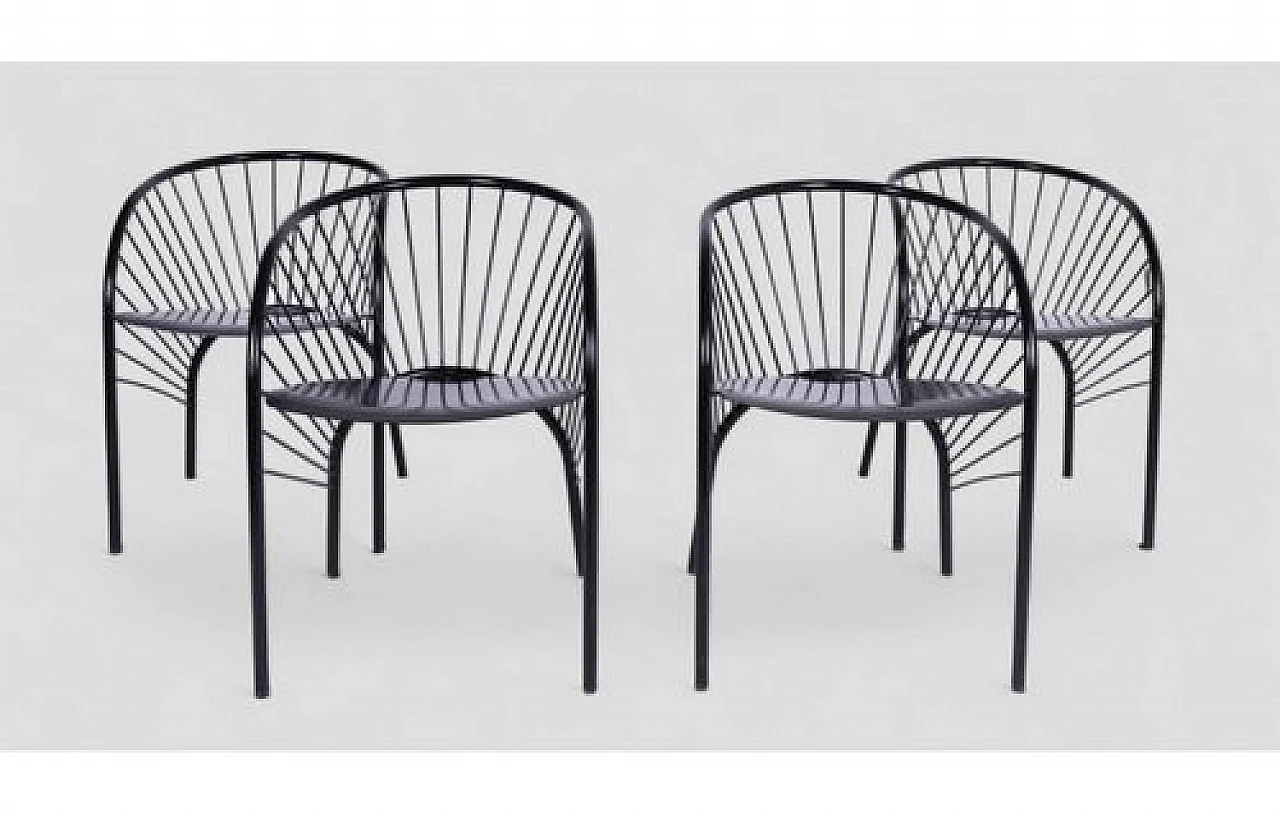 4 Lizie armchairs in black metal by Paolo Pallucco, 1984 2