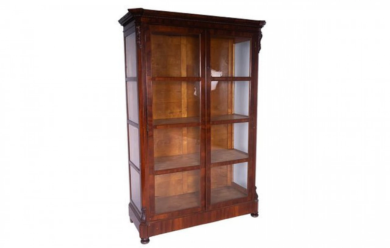 Three-shelf wooden showcase with two doors, 2000s 2
