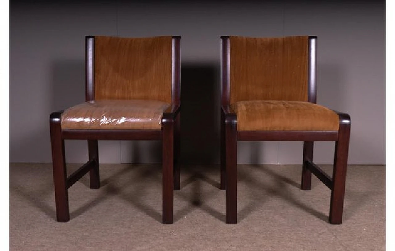 Coppia di Sedie in faggio con seduta e schienale in velluto, anni '90 5