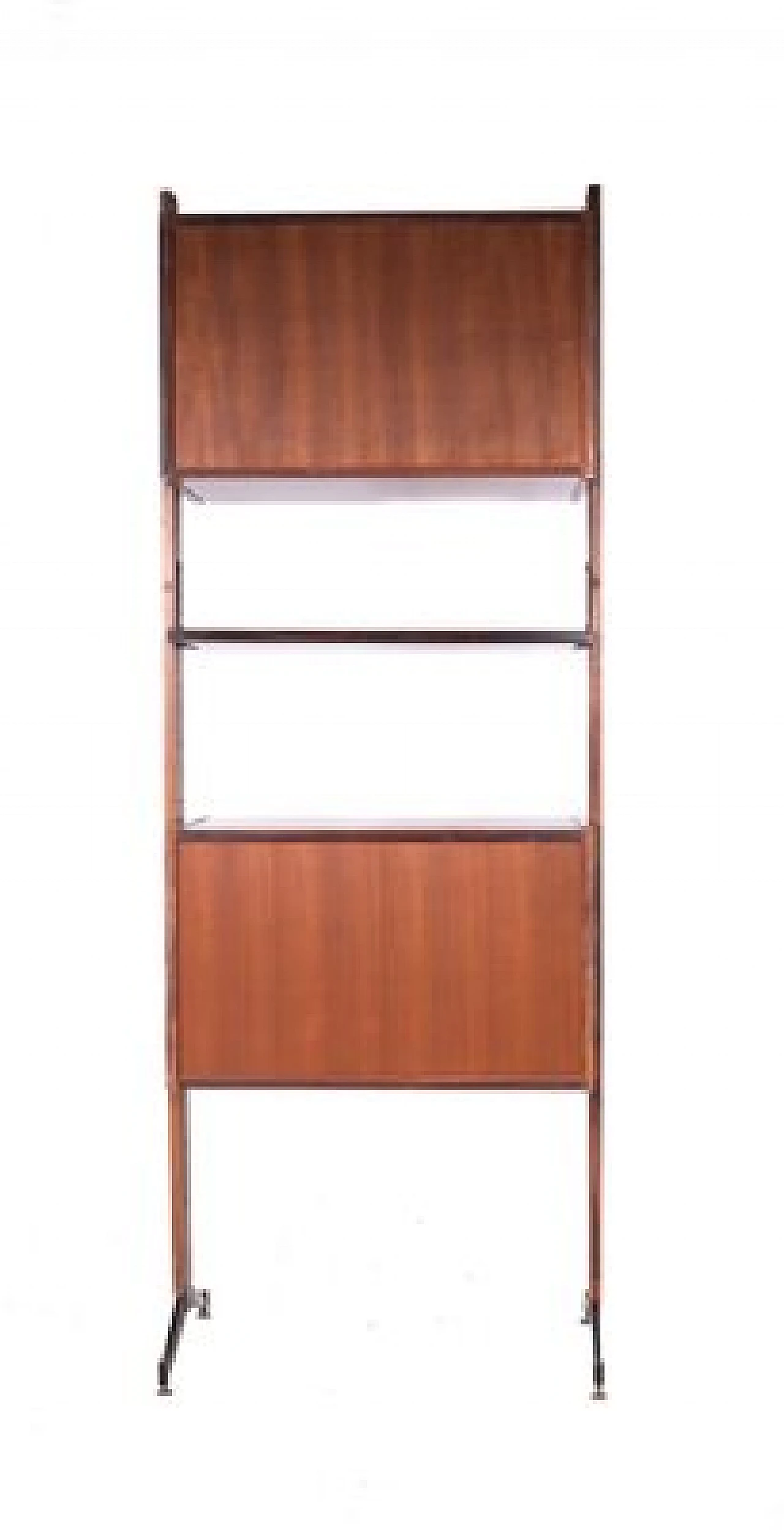 Libreria svedese in teak e ottone con due vani contenitori, anni '70 5