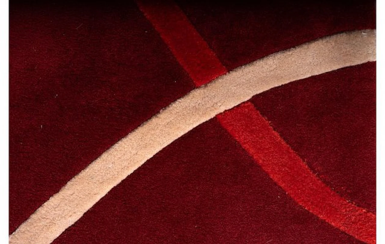 Rectangular rug in red with curved designs, 1990s 2