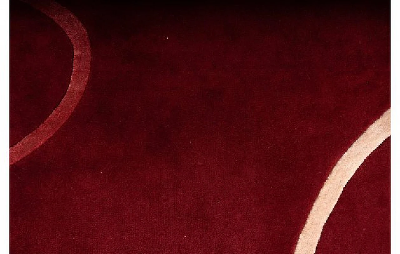 Rectangular rug in red with curved designs, 1990s 3