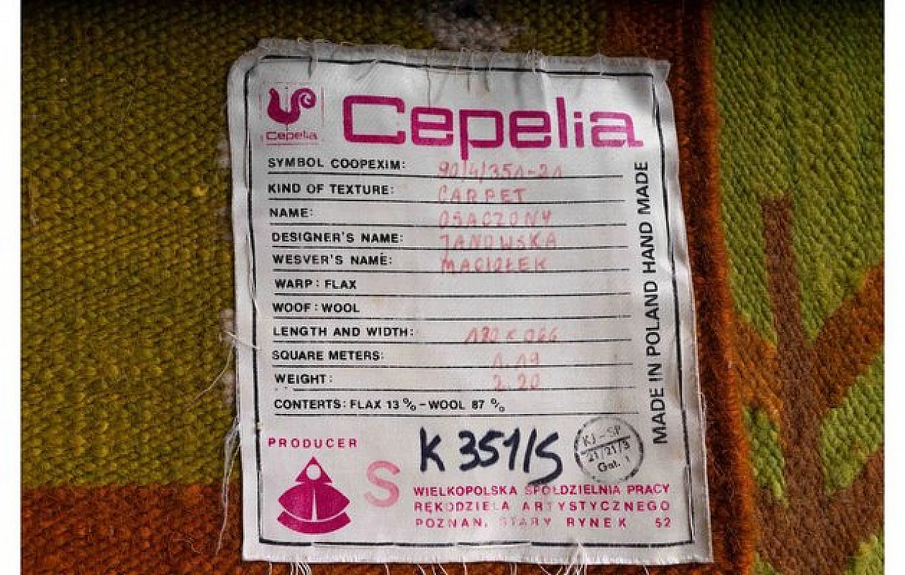 Polish rectangular rug in Cepelia Mat, 1970s 3