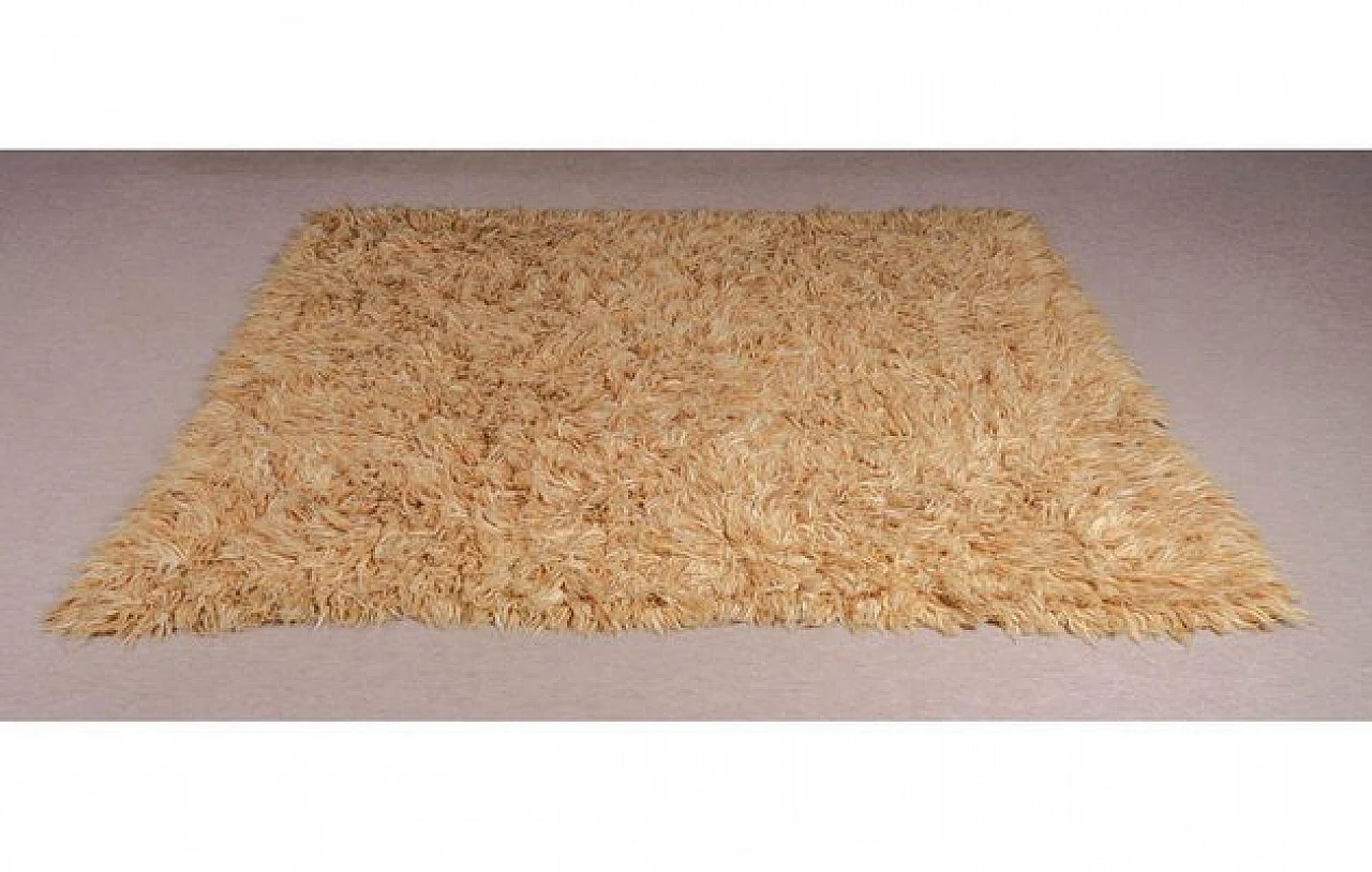 Tappeto rettangolare in lana a pelo lungo, anni '70 1