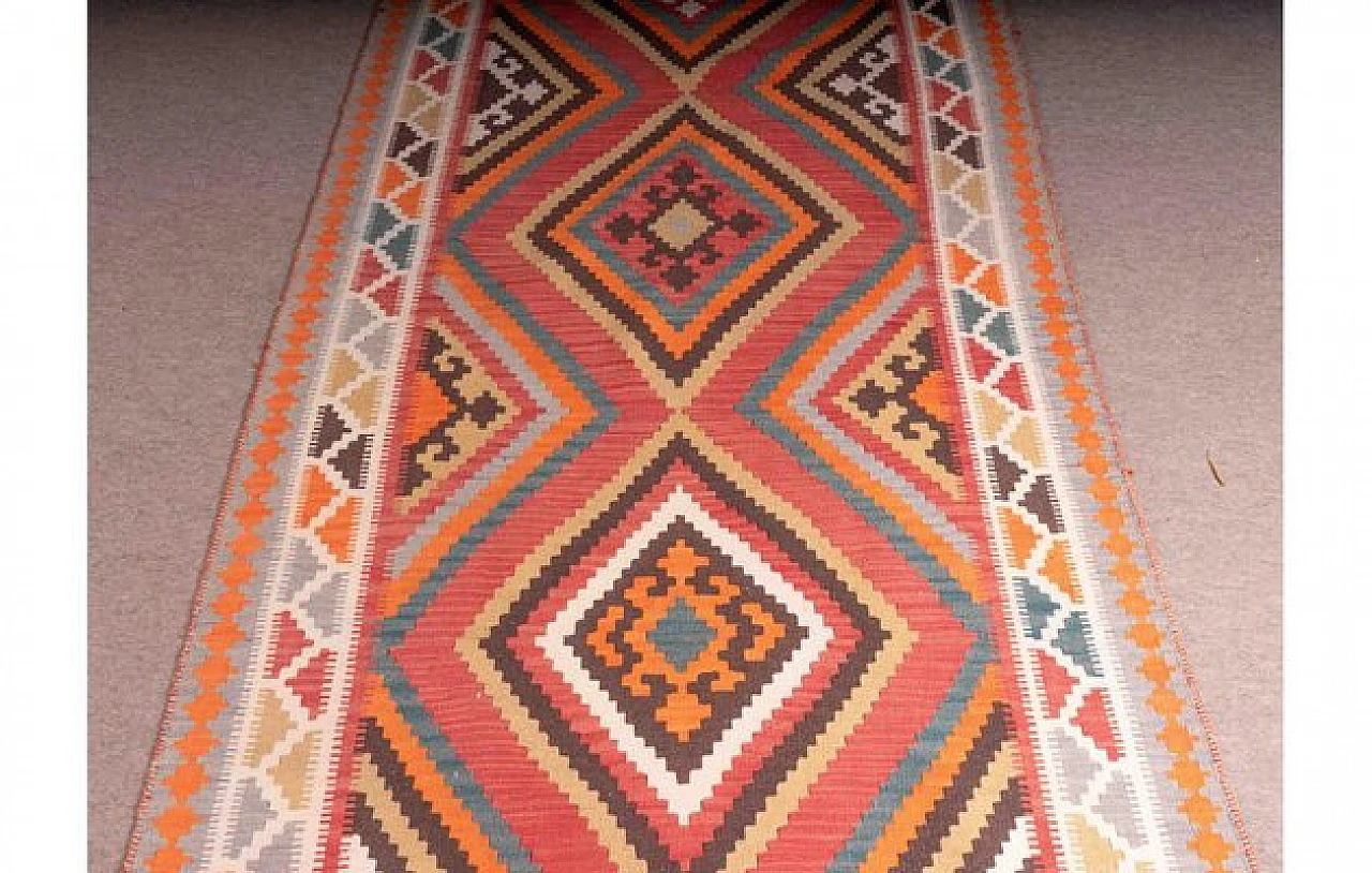 Tappeto Kilim rettangolare in lana, anni '50 2