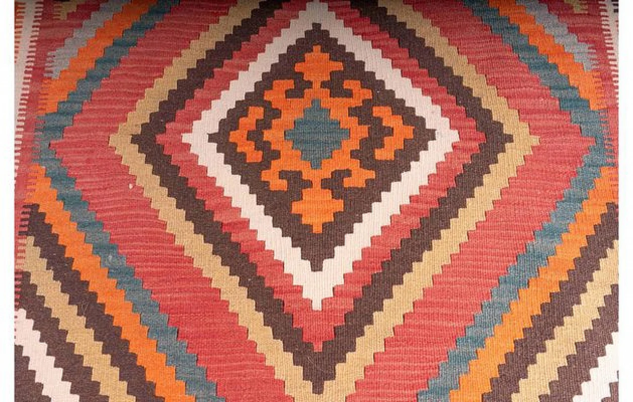 Tappeto Kilim rettangolare in lana, anni '50 3