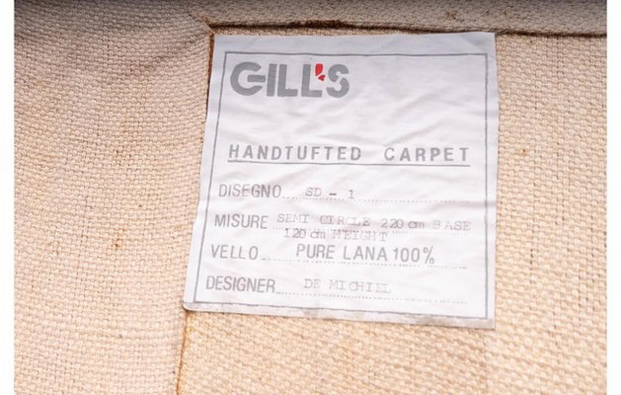 Tappeto semicircolare Gills in pura lana, anni '80 3
