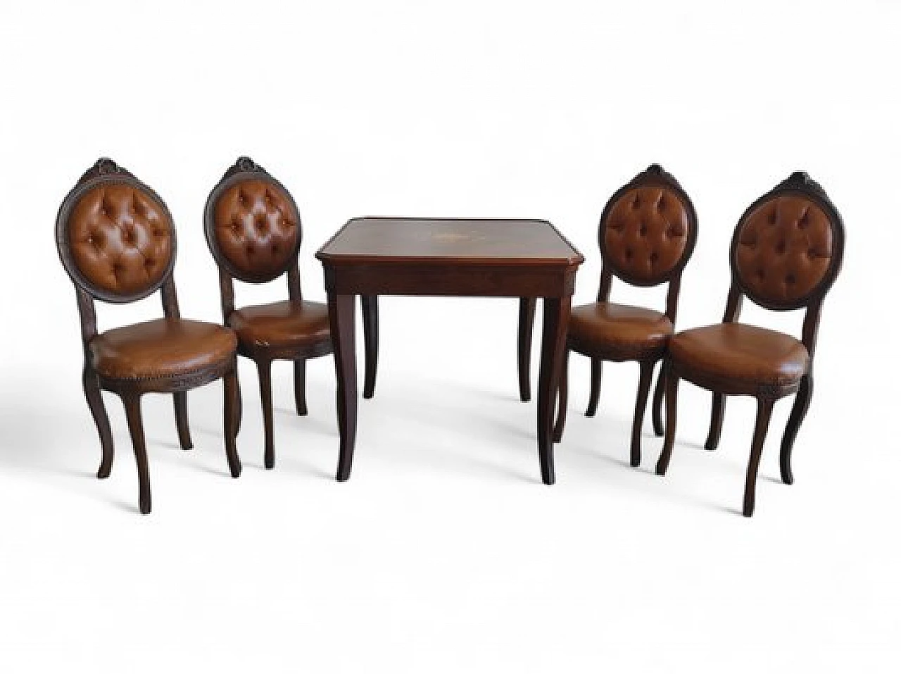 4 Sedie e tavolo da gioco con accessori, anni '80 1