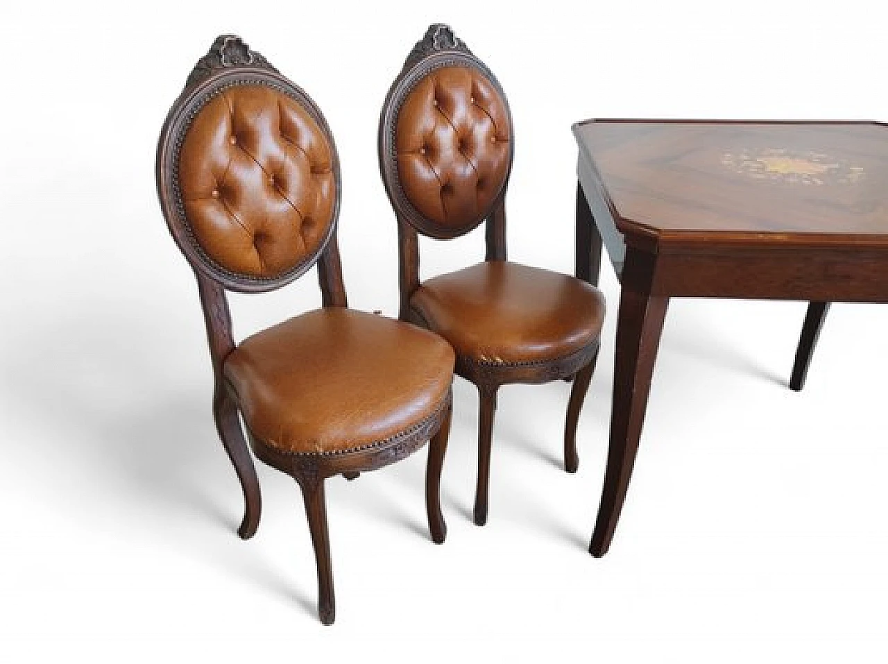 4 Sedie e tavolo da gioco con accessori, anni '80 2