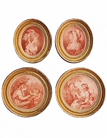 4 Sanguine etchings by Francesco Bartolozzi, late 18th century