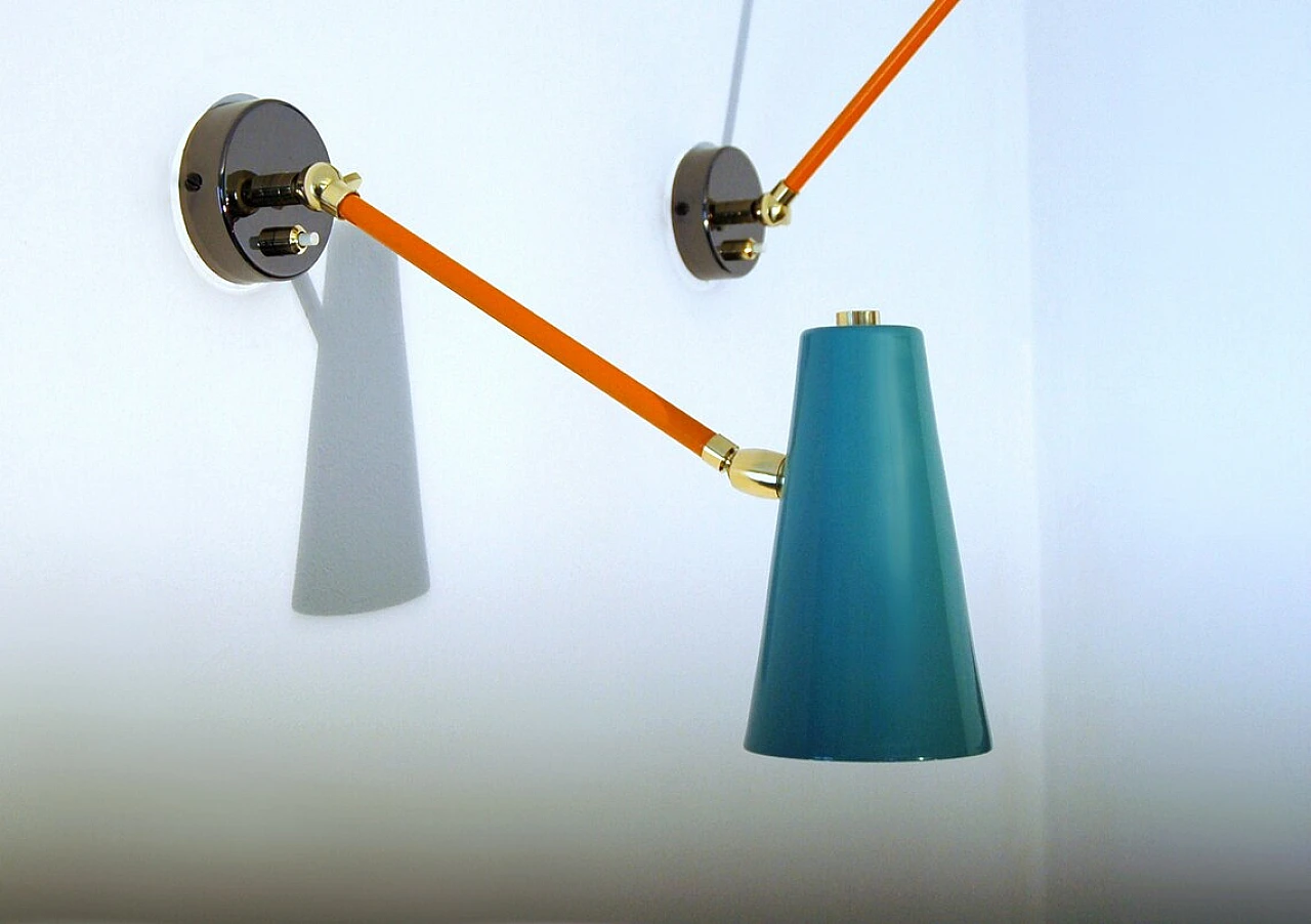 Nickel-plated brass and lacquered metal adjustable wall light 3