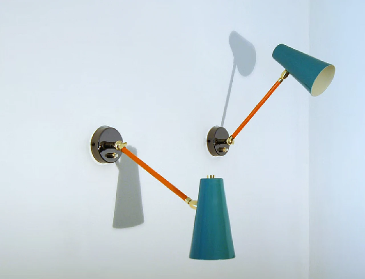 Nickel-plated brass and lacquered metal adjustable wall light 6