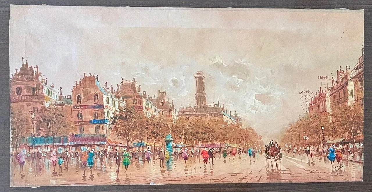 Antonio De Vity, Parisian view, painting on canvas 1