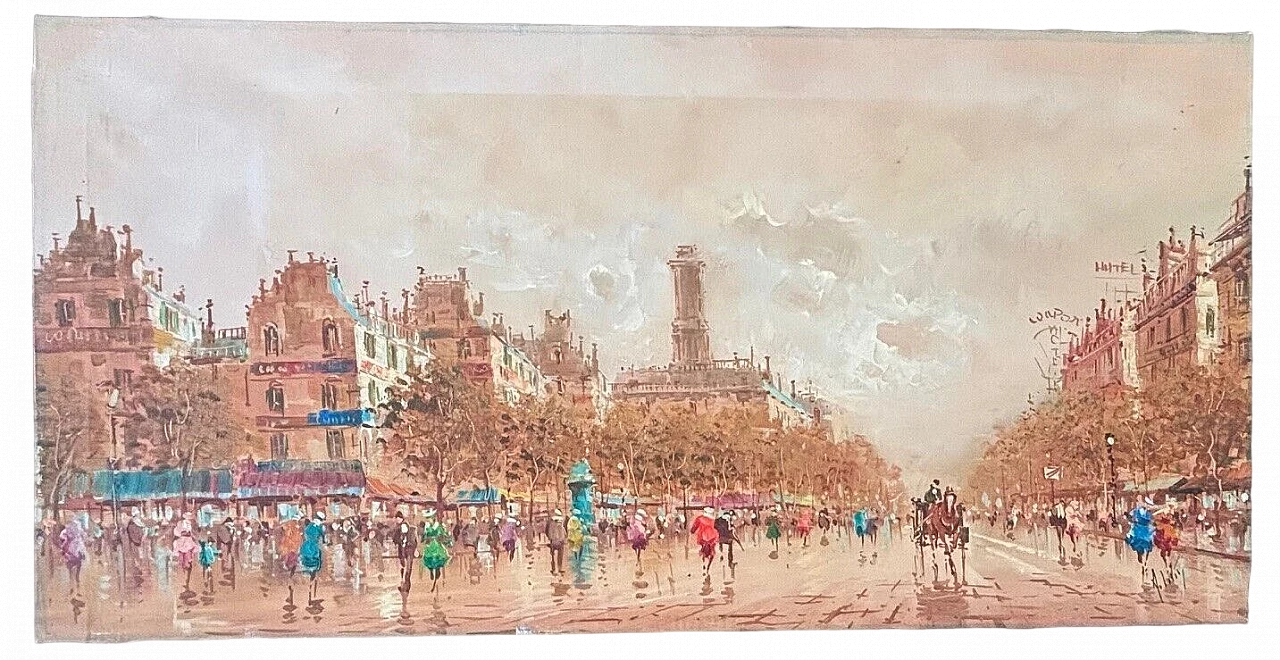 Antonio De Vity, Parisian view, painting on canvas 2