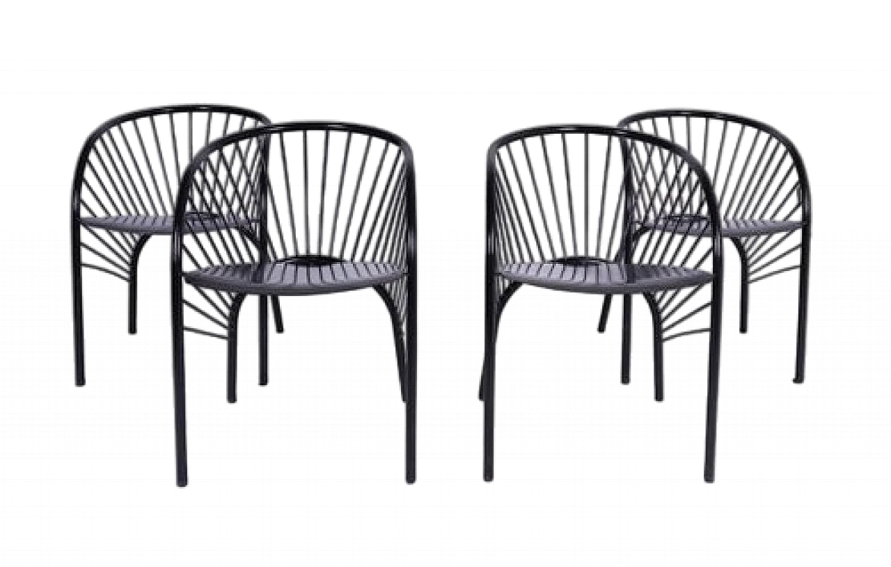 4 Lizie armchairs in black metal by Paolo Pallucco, 1984 8