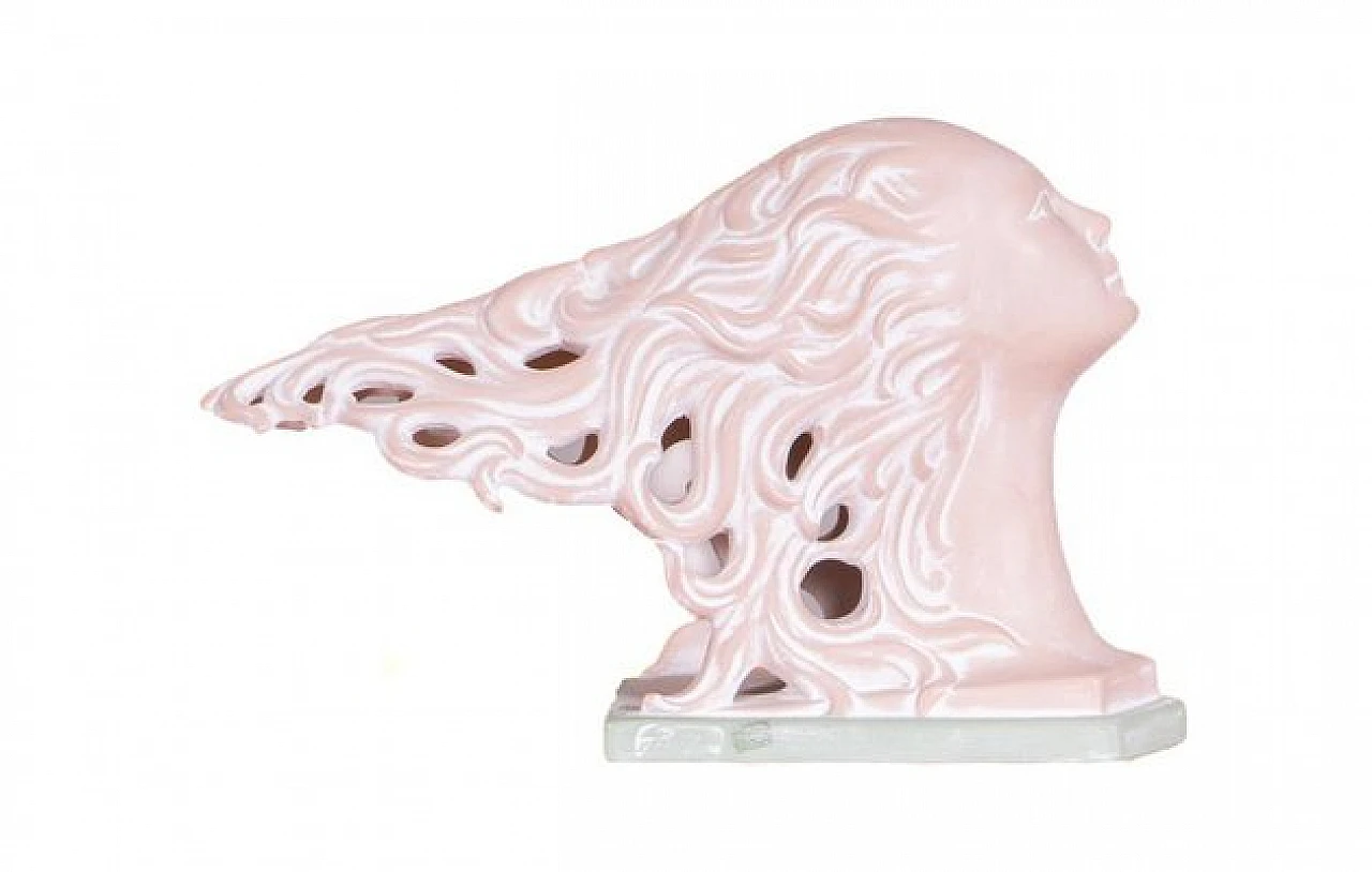 Lampada da tavolo piccola con scultura di donna in ceramica, anni '80 1